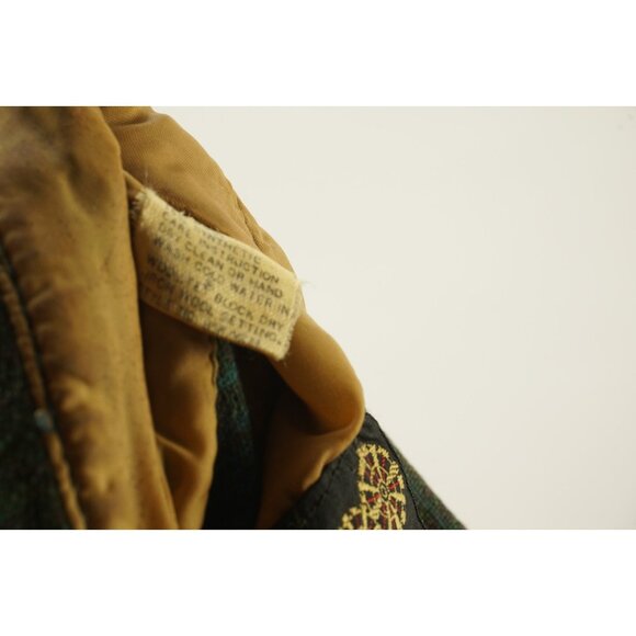 Vintage 1980s Shadow Plaid Wool Board Shirt Mens Medium Blue Green Woven Brushed - Picture 6 of 15